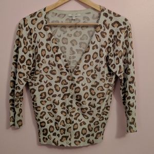 Delia's Mint Leopard Print Cardigan Size Large